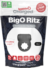 Charged BigO Ritz Rechargeable Vibrating Mens Cock Ring Black Vibrating Cock Rings